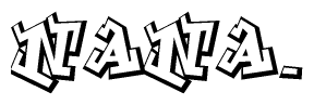 The image is a stylized representation of the letters Nana designed to mimic the look of graffiti text. The letters are bold and have a three-dimensional appearance, with emphasis on angles and shadowing effects.