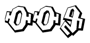 The clipart image features a stylized text in a graffiti font that reads Oo9.