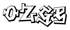 The clipart image depicts the word Ozge in a style reminiscent of graffiti. The letters are drawn in a bold, block-like script with sharp angles and a three-dimensional appearance.