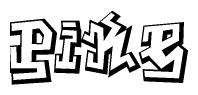 The clipart image depicts the word Pike in a style reminiscent of graffiti. The letters are drawn in a bold, block-like script with sharp angles and a three-dimensional appearance.