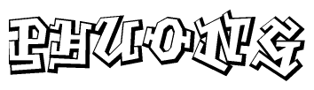 The clipart image depicts the word Phuong in a style reminiscent of graffiti. The letters are drawn in a bold, block-like script with sharp angles and a three-dimensional appearance.