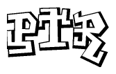 The image is a stylized representation of the letters Ptr designed to mimic the look of graffiti text. The letters are bold and have a three-dimensional appearance, with emphasis on angles and shadowing effects.