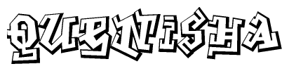 The clipart image depicts the word Quenisha in a style reminiscent of graffiti. The letters are drawn in a bold, block-like script with sharp angles and a three-dimensional appearance.