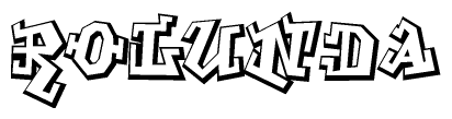 The clipart image depicts the word Rolunda in a style reminiscent of graffiti. The letters are drawn in a bold, block-like script with sharp angles and a three-dimensional appearance.