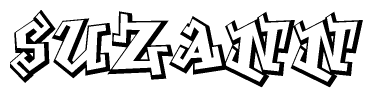 The image is a stylized representation of the letters Suzann designed to mimic the look of graffiti text. The letters are bold and have a three-dimensional appearance, with emphasis on angles and shadowing effects.