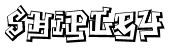 The clipart image depicts the word Shipley in a style reminiscent of graffiti. The letters are drawn in a bold, block-like script with sharp angles and a three-dimensional appearance.
