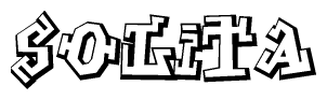 The clipart image depicts the word Solita in a style reminiscent of graffiti. The letters are drawn in a bold, block-like script with sharp angles and a three-dimensional appearance.