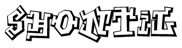 The image is a stylized representation of the letters Shontil designed to mimic the look of graffiti text. The letters are bold and have a three-dimensional appearance, with emphasis on angles and shadowing effects.