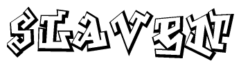 The clipart image depicts the word Slaven in a style reminiscent of graffiti. The letters are drawn in a bold, block-like script with sharp angles and a three-dimensional appearance.