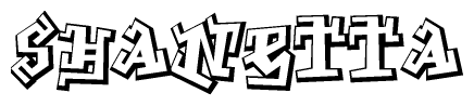 The image is a stylized representation of the letters Shanetta designed to mimic the look of graffiti text. The letters are bold and have a three-dimensional appearance, with emphasis on angles and shadowing effects.