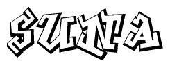 The clipart image depicts the word Suna in a style reminiscent of graffiti. The letters are drawn in a bold, block-like script with sharp angles and a three-dimensional appearance.