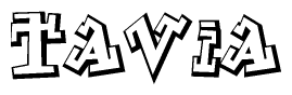 The clipart image features a stylized text in a graffiti font that reads Tavia.