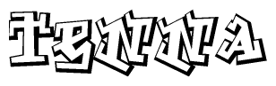 The clipart image depicts the word Tenna in a style reminiscent of graffiti. The letters are drawn in a bold, block-like script with sharp angles and a three-dimensional appearance.