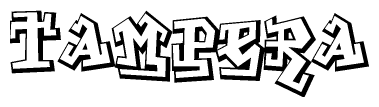 The clipart image depicts the word Tampera in a style reminiscent of graffiti. The letters are drawn in a bold, block-like script with sharp angles and a three-dimensional appearance.