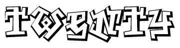 The clipart image features a stylized text in a graffiti font that reads Twenty.