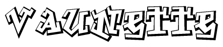 The clipart image depicts the word Vaunette in a style reminiscent of graffiti. The letters are drawn in a bold, block-like script with sharp angles and a three-dimensional appearance.