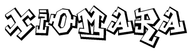 The image is a stylized representation of the letters Xiomara designed to mimic the look of graffiti text. The letters are bold and have a three-dimensional appearance, with emphasis on angles and shadowing effects.