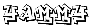 The image is a stylized representation of the letters Yammy designed to mimic the look of graffiti text. The letters are bold and have a three-dimensional appearance, with emphasis on angles and shadowing effects.