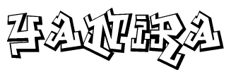 The clipart image depicts the word Yanira in a style reminiscent of graffiti. The letters are drawn in a bold, block-like script with sharp angles and a three-dimensional appearance.
