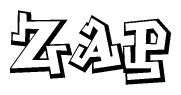 The clipart image features a stylized text in a graffiti font that reads Zap.