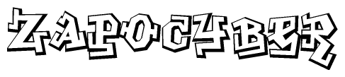 The image is a stylized representation of the letters Zapocyber designed to mimic the look of graffiti text. The letters are bold and have a three-dimensional appearance, with emphasis on angles and shadowing effects.