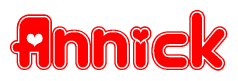The image displays the word Annick written in a stylized red font with hearts inside the letters.