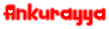 The image is a clipart featuring the word Ankurayya written in a stylized font with a heart shape replacing inserted into the center of each letter. The color scheme of the text and hearts is red with a light outline.