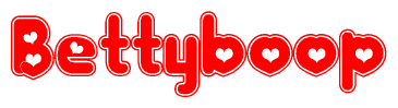 The image is a clipart featuring the word Bettyboop written in a stylized font with a heart shape replacing inserted into the center of each letter. The color scheme of the text and hearts is red with a light outline.