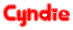 The image displays the word Cyndie written in a stylized red font with hearts inside the letters.