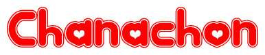 The image displays the word Chanachon written in a stylized red font with hearts inside the letters.