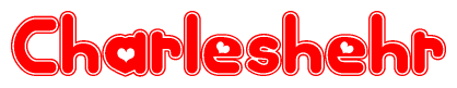 The image displays the word Charleshehr written in a stylized red font with hearts inside the letters.