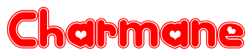 The image displays the word Charmane written in a stylized red font with hearts inside the letters.