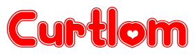 The image displays the word Curtlom written in a stylized red font with hearts inside the letters.