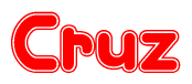 The image is a clipart featuring the word Cruz written in a stylized font with a heart shape replacing inserted into the center of each letter. The color scheme of the text and hearts is red with a light outline.