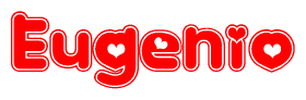 The image displays the word Eugenio written in a stylized red font with hearts inside the letters.