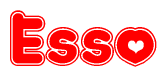 The image displays the word Esso written in a stylized red font with hearts inside the letters.