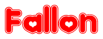 The image displays the word Fallon written in a stylized red font with hearts inside the letters.