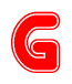 The image is a clipart featuring the word G written in a stylized font with a heart shape replacing inserted into the center of each letter. The color scheme of the text and hearts is red with a light outline.