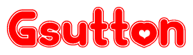 The image displays the word Gsutton written in a stylized red font with hearts inside the letters.