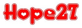 The image displays the word Hope27 written in a stylized red font with hearts inside the letters.