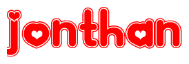 The image displays the word Jonthan written in a stylized red font with hearts inside the letters.