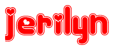 The image displays the word Jerilyn written in a stylized red font with hearts inside the letters.