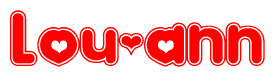 The image displays the word Lou-ann written in a stylized red font with hearts inside the letters.