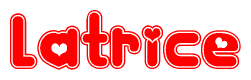 The image displays the word Latrice written in a stylized red font with hearts inside the letters.