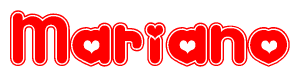 The image displays the word Mariano written in a stylized red font with hearts inside the letters.