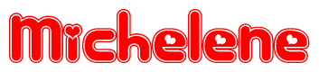 The image displays the word Michelene written in a stylized red font with hearts inside the letters.