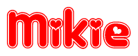 The image displays the word Mikie written in a stylized red font with hearts inside the letters.