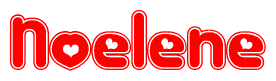 The image is a clipart featuring the word Noelene written in a stylized font with a heart shape replacing inserted into the center of each letter. The color scheme of the text and hearts is red with a light outline.
