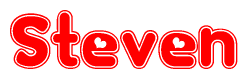 The image is a clipart featuring the word Steven written in a stylized font with a heart shape replacing inserted into the center of each letter. The color scheme of the text and hearts is red with a light outline.