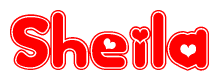The image displays the word Sheila written in a stylized red font with hearts inside the letters.